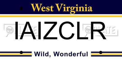 IAIZCLR West Virginia License Plate