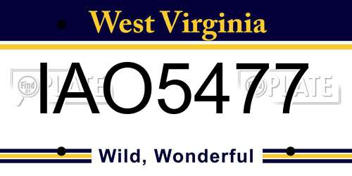 IAO5477 West Virginia License Plate