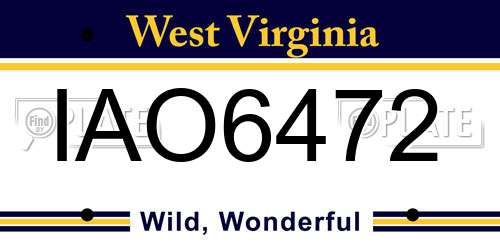 IAO6472 West Virginia License Plate
