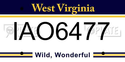 IAO6477 West Virginia License Plate