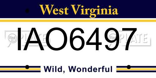 IAO6497 West Virginia License Plate