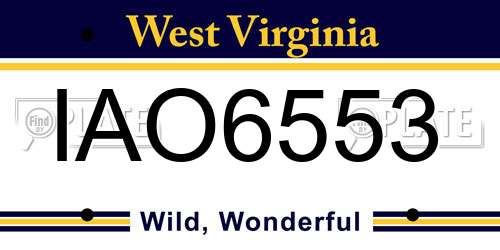 IAO6553 West Virginia License Plate