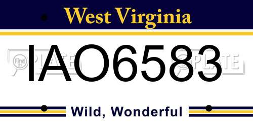 IAO6583 West Virginia License Plate