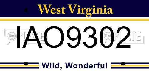 IAO9302 West Virginia License Plate