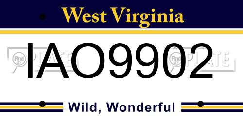 IAO9902 West Virginia License Plate