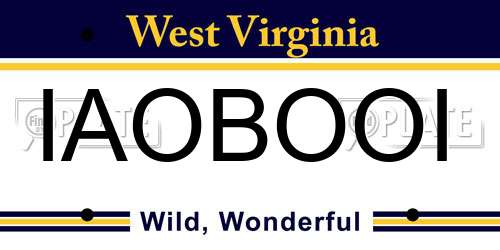 IAOBOOI West Virginia License Plate