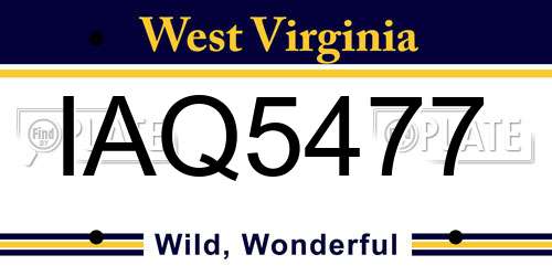 IAQ5477 West Virginia License Plate
