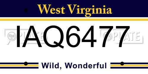 IAQ6477 West Virginia License Plate
