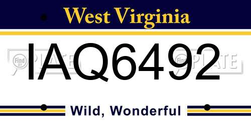 IAQ6492 West Virginia License Plate