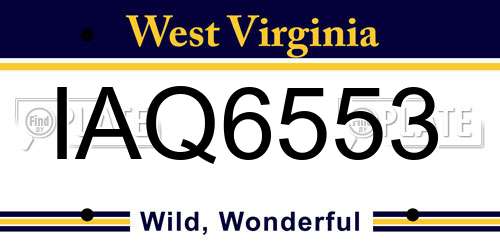 IAQ6553 West Virginia License Plate