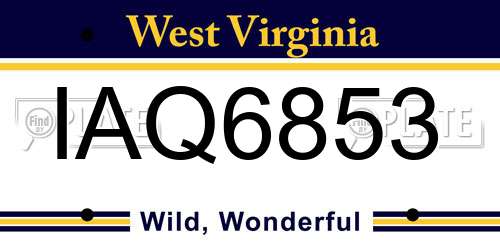 IAQ6853 West Virginia License Plate