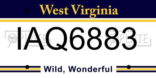 IAQ6883 West Virginia License Plate