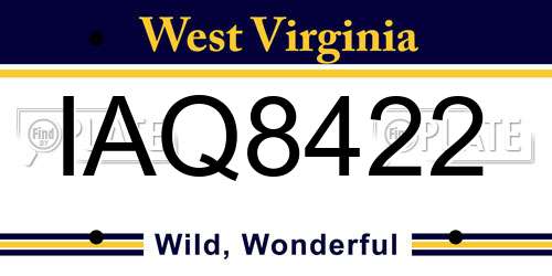 IAQ8422 West Virginia License Plate