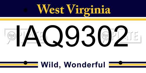 IAQ9302 West Virginia License Plate