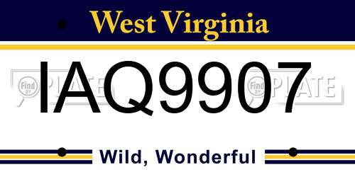 IAQ9907 West Virginia License Plate