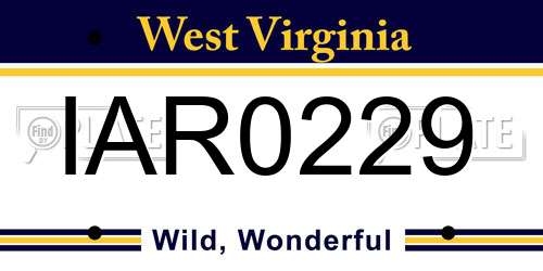 IAR0229 West Virginia License Plate