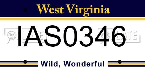IAS0346 West Virginia License Plate