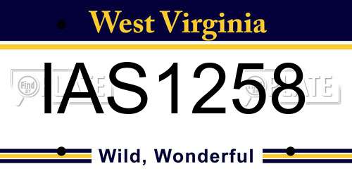 IAS1258 West Virginia License Plate