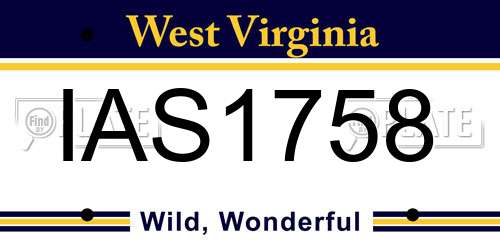 IAS1758 West Virginia License Plate