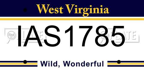 IAS1785 West Virginia License Plate