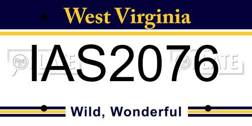IAS2076 West Virginia License Plate
