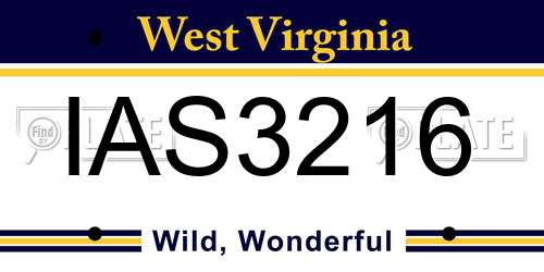 IAS3216 West Virginia License Plate