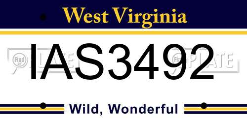 IAS3492 West Virginia License Plate