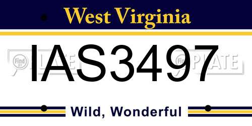IAS3497 West Virginia License Plate