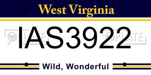 IAS3922 West Virginia License Plate