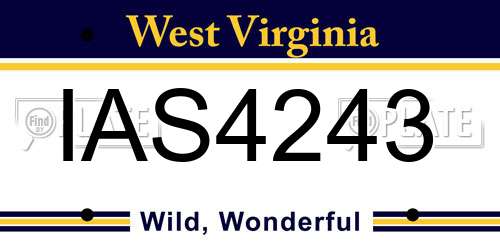 IAS4243 West Virginia License Plate
