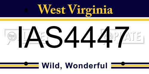 IAS4447 West Virginia License Plate