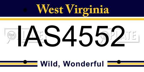 IAS4552 West Virginia License Plate