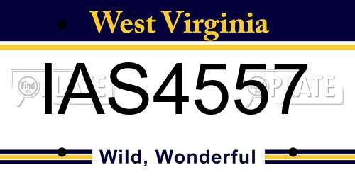 IAS4557 West Virginia License Plate