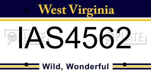 IAS4562 West Virginia License Plate