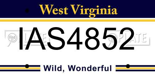 IAS4852 West Virginia License Plate