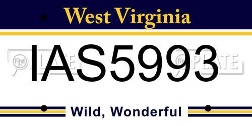 IAS5993 West Virginia License Plate