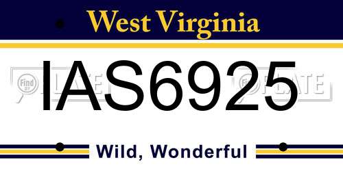 IAS6925 West Virginia License Plate
