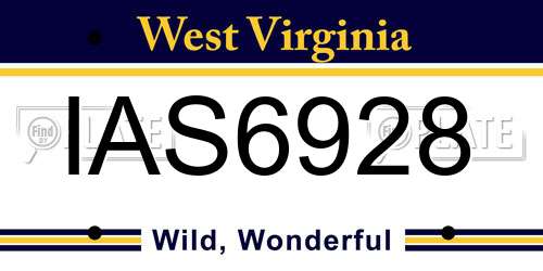 IAS6928 West Virginia License Plate