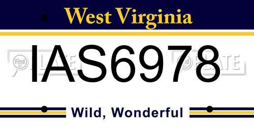 IAS6978 West Virginia License Plate