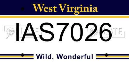 IAS7026 West Virginia License Plate