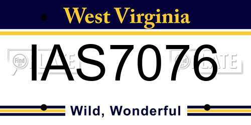 IAS7076 West Virginia License Plate