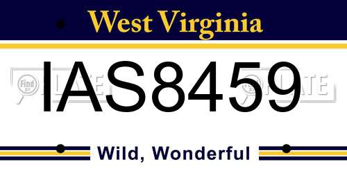 IAS8459 West Virginia License Plate