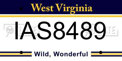 IAS8489 West Virginia License Plate