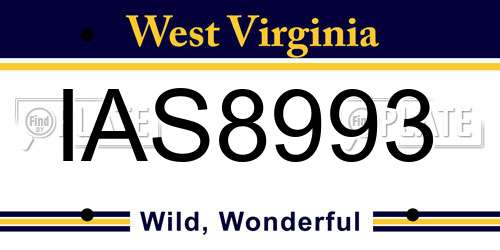 IAS8993 West Virginia License Plate