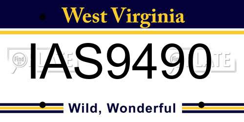 IAS9490 West Virginia License Plate