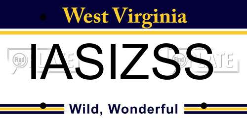 IASIZSS West Virginia License Plate