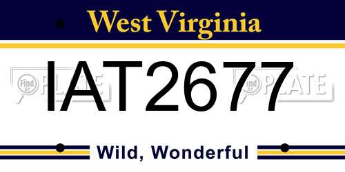 IAT2677 West Virginia License Plate