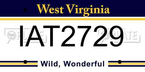 IAT2729 West Virginia License Plate