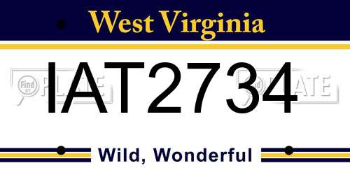 IAT2734 West Virginia License Plate