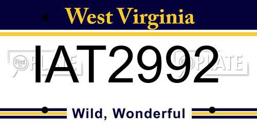 IAT2992 West Virginia License Plate